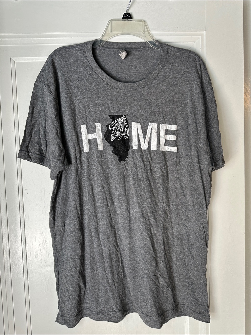 Chicago Blackhawks Gray 'HOME' Graphic Tee with State & Feather Design
